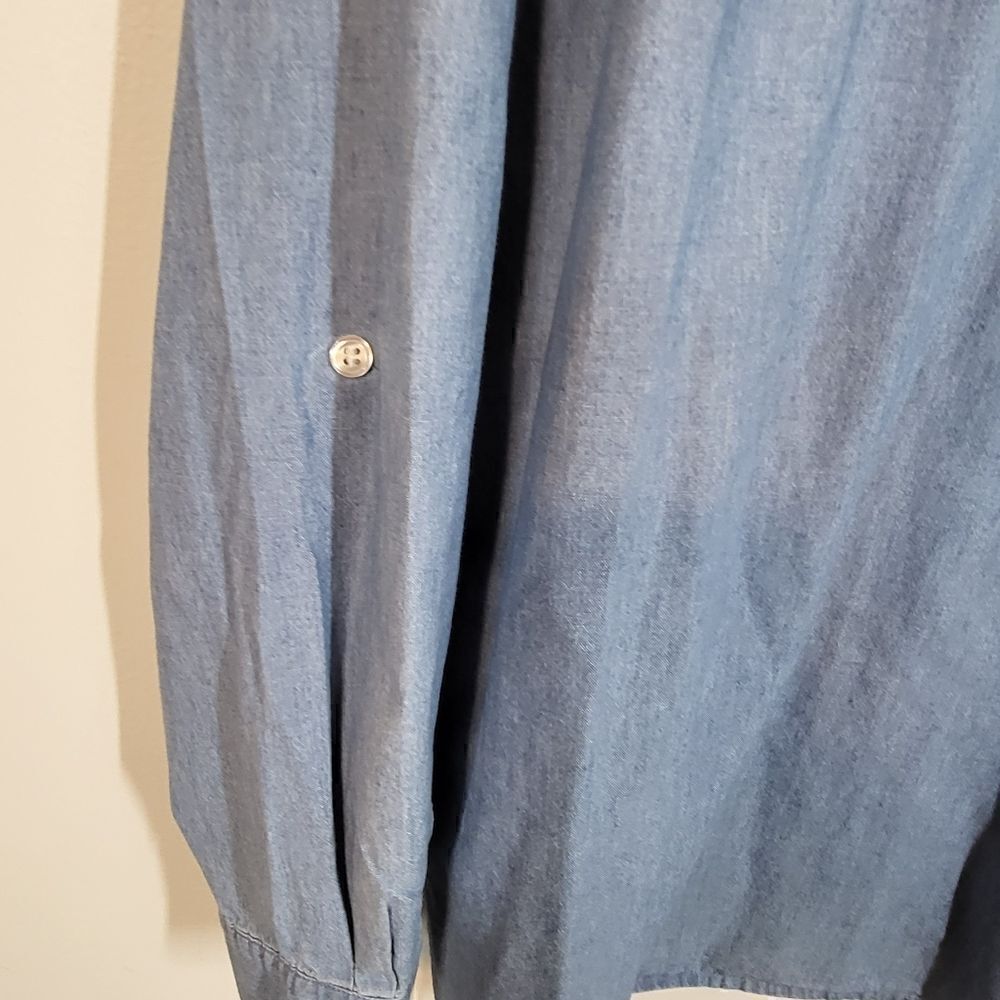 Bechamel Denim Embroidered Button Down Blouse - Picture 5 of 10